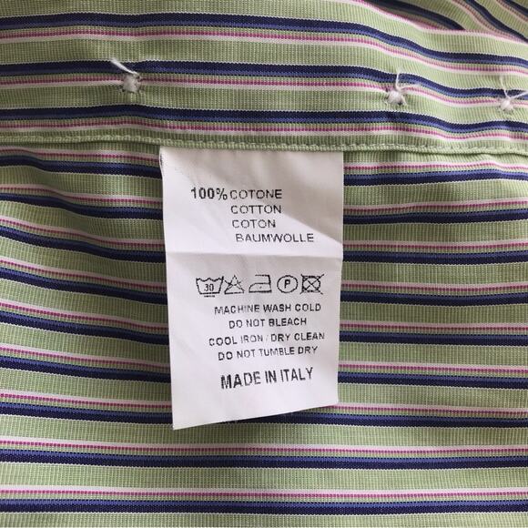 Etro Green & Blue Striped Cotton Blouse Italian Fitted Striped Top - Picture 7 of 7